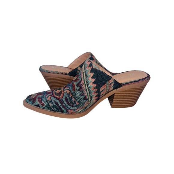 Wonderly Southwest Lasso Cowgirl Mules Aztec Boho Santa Fe Western Boot - Picture 7 of 11